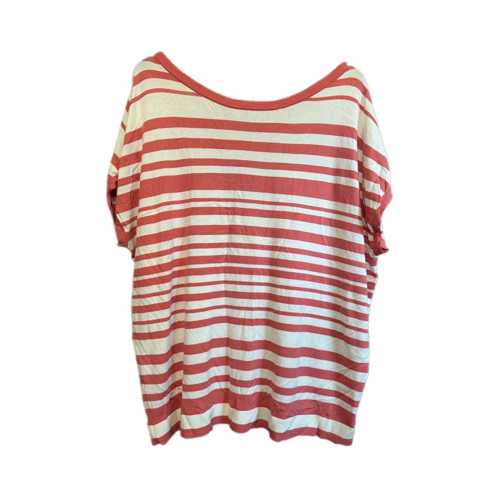 Loft Plus Sweater Top Womens 16/18 Pink White Striped Strappy Back Excellent